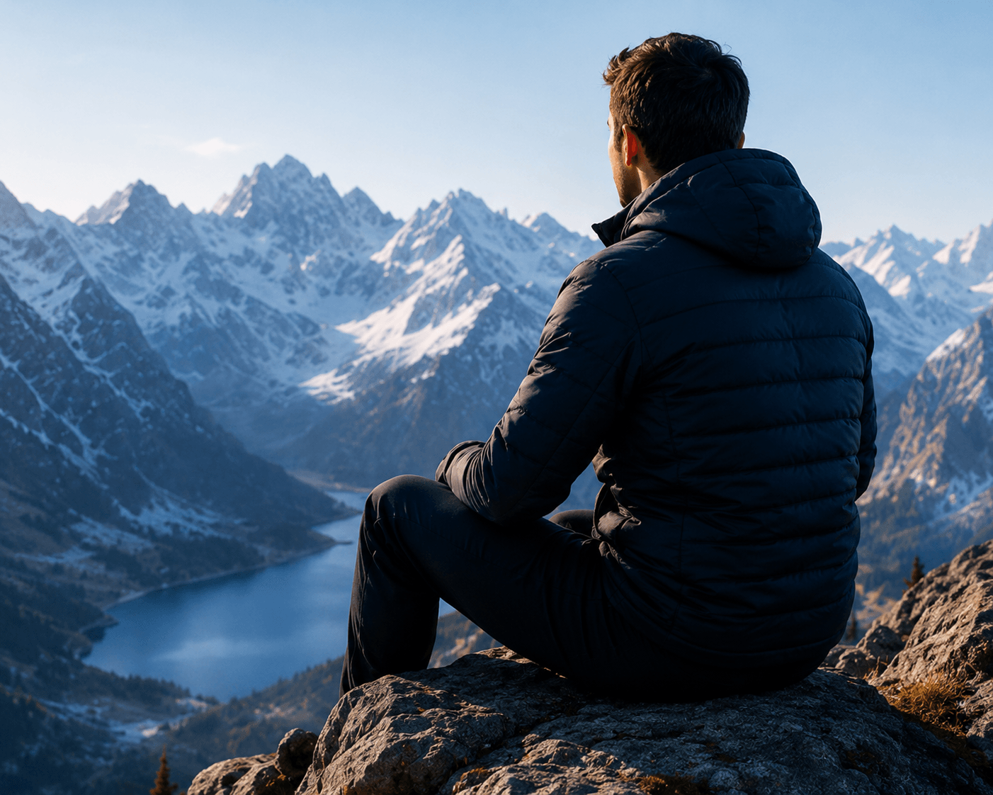 homme regardant les montagnes